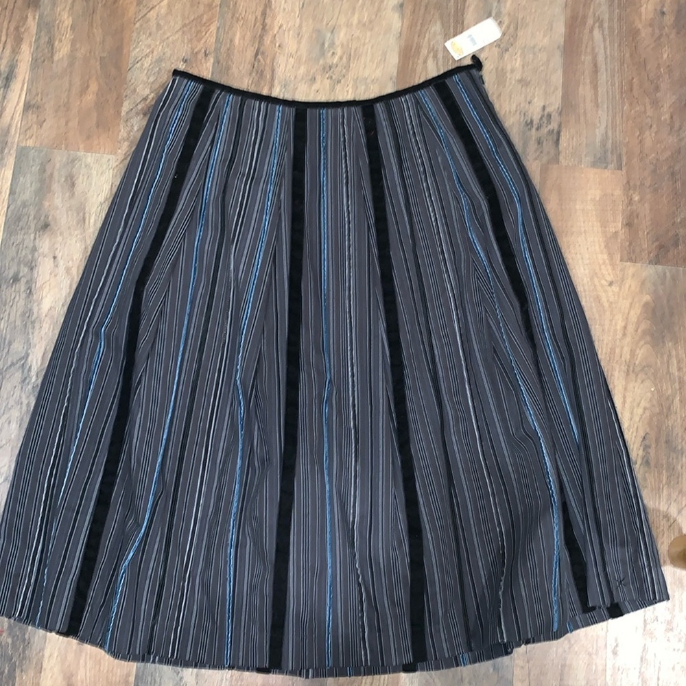 Talbots 4 Velvet Stripes on Off-Black Full Skirt Semi-Formal‎ Evening Wear. NWT